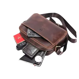 Premium Full Grain Leather Messenger Bag - 9.5" Soft Shoulder Bag