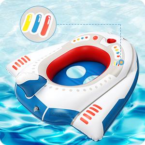 Kids' Inflatable Pool Float, Toddler Ride-On Airplane Cruiser, Summer Foldable Lounger, Mini Pool Toy for 3-8 Years Babies