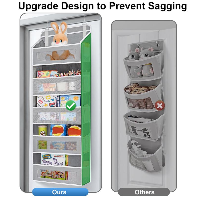 Over The Door Organizer Storage-5-Tier Hangable Organizer with 10 Large side pocket, Anti-Tilt Design, 44 lb Capacity for Bedroom, Bathroom, Baby Product Ptorage，Perfect For Diaper or Wet wipes storage，Dormitory Storage，Back to School Must Have