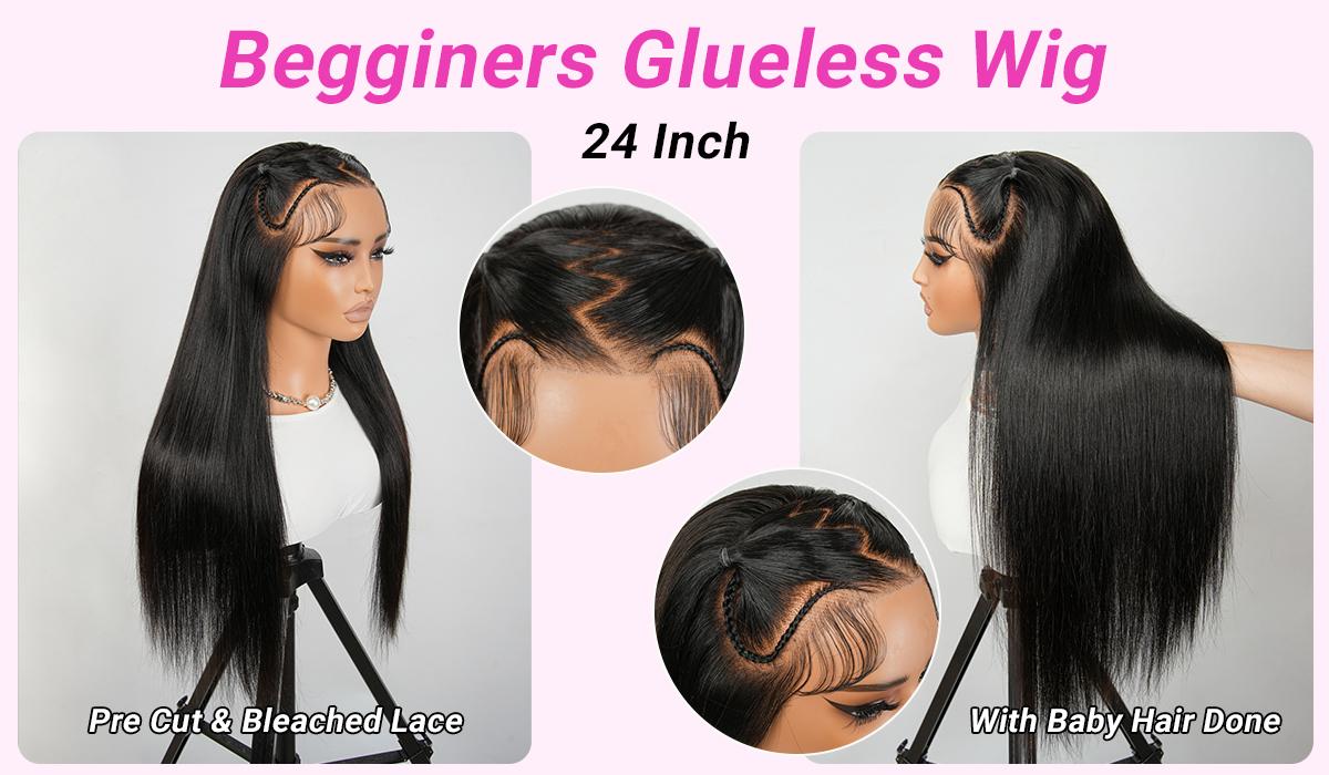 [Spring Must Have] Asteria Hair Pre-Styled Straight 13x4 Glueless Ready to Go Lace Frontal Wig Human Hair Wigs Pre Bleached Beginners Glueless Wig Valentine Musts