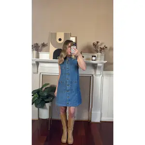 Sleeveless Button Front Denim Dress