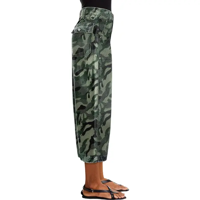 Flamingals Stretchy Camo Print Mid Waist Straight Leg Capri Pants Summer Vibes