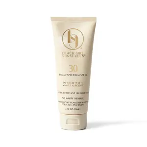 Black Girl Sunscreen Vanilla Crème SPF 30 Moisturizing Jojoba & Avocado Oil, Vanilla Scent, Broad Spectrum Water Resistant Formula