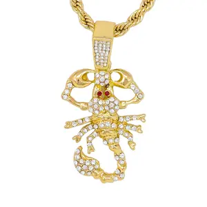 Iced Medium Scorpion Pendant with 4mm Rope Chain 24"