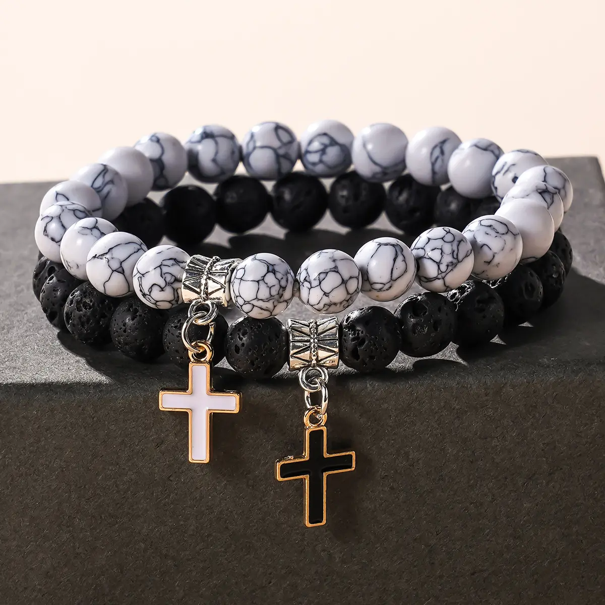 2-Piece Matching Cross Bracelets for Men and Women, Woven Rope Couples Jewellery, Romantic Gifts for Boyfriend and Girlfriend, Matching Bf And Gf, Men's Accessories, Gf Gift, Romantic Gifts For Girlfriend