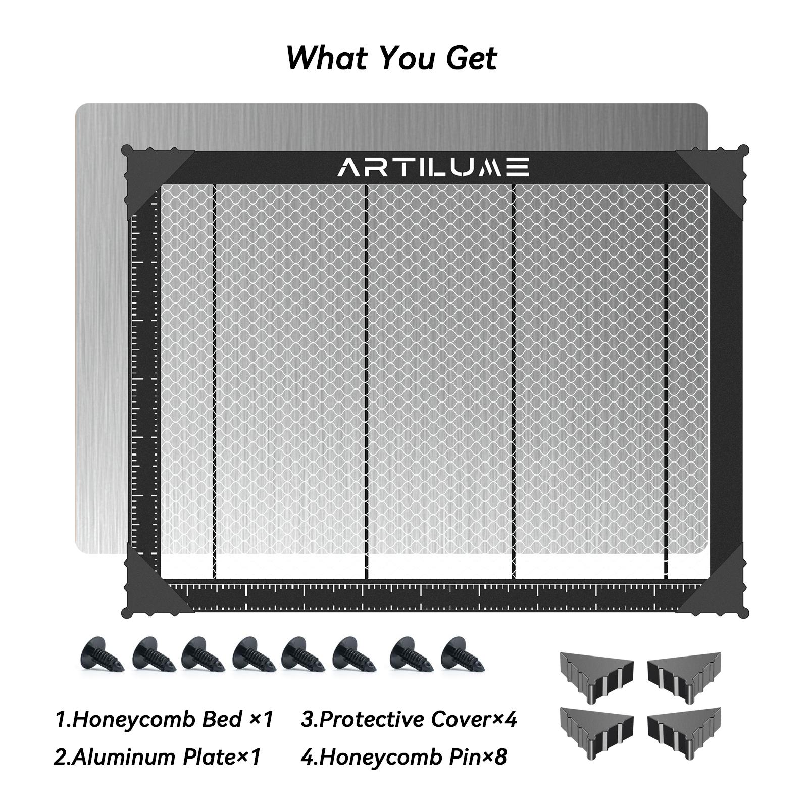 Artilume Honeycomb Laser Bed 300x400mm Aluminum Panel, Laser Engraver Working Table with Fast Heat Dissipation for Most Laser Cutting Machines