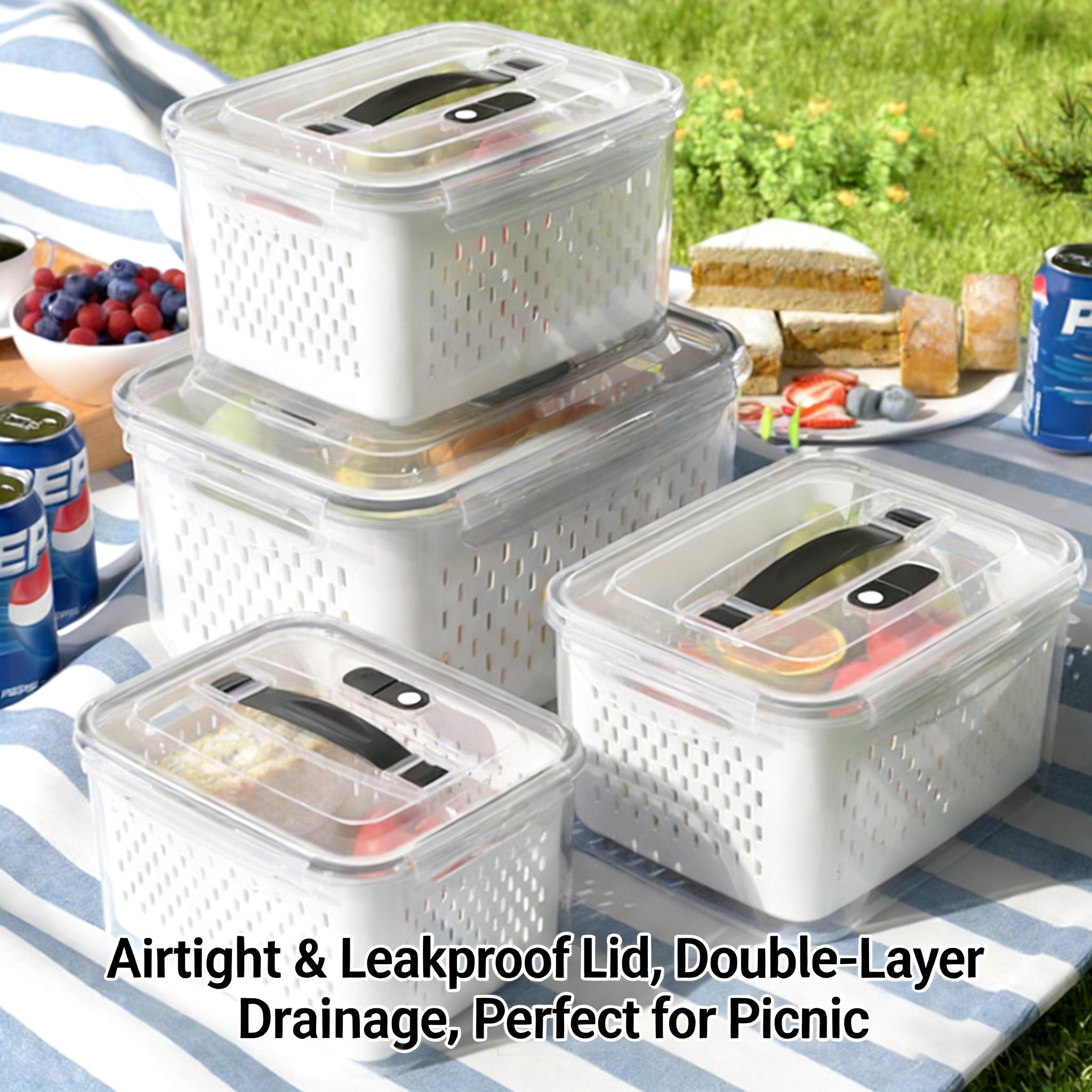 5pcs/3pcs Fridge Storage Organizers - Leakproof Food Storage Containers with Removable Colander - Dishwasher & Microwave Safe Containers,Keep Fruits, Vegetables, Berry, Meat Fresh Longer 5pcs/3pcs Fridge Storage Organizers - Leakproof Food Storage Containers with Removable Colander - Dishwasher & Microwave Safe Containers,Keep Fruits, Vegetables, Berry, Meat Fresh Longer