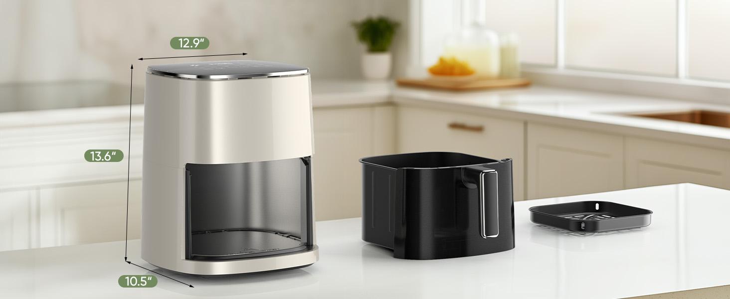 Air Fryer 6 Quart Capacity with Window Square Air Fryer 12-in-1 Air Fry, Roast, Reheat, Dehydrate, Bake, Steam with 400F