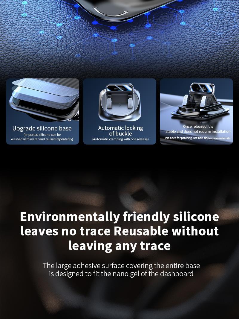 Car phone holder 360 degree rotation, suitable for car navigation in-car dashboard, horizontal and vertical screen adjustment angle, suction cup fixed non-slip mobile phone holder suitable for iPhone and Android