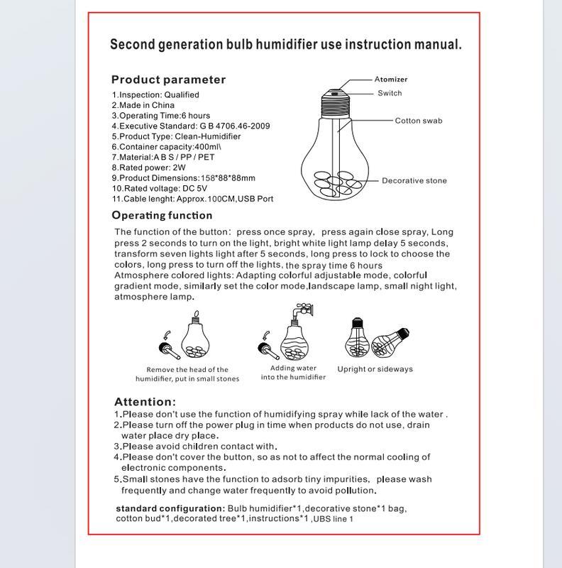 [Holiday Haul] 7-Color Auto-Changing Bulb Humidifier: 400ml Aroma Diffuser with Decorative PET Insert, 6H Quiet Mist, Essential Oil Diffuser for Home Office Yoga, Mood Light | Control: Hold 3s for Light (Auto-Cycle), Press Once for Mist