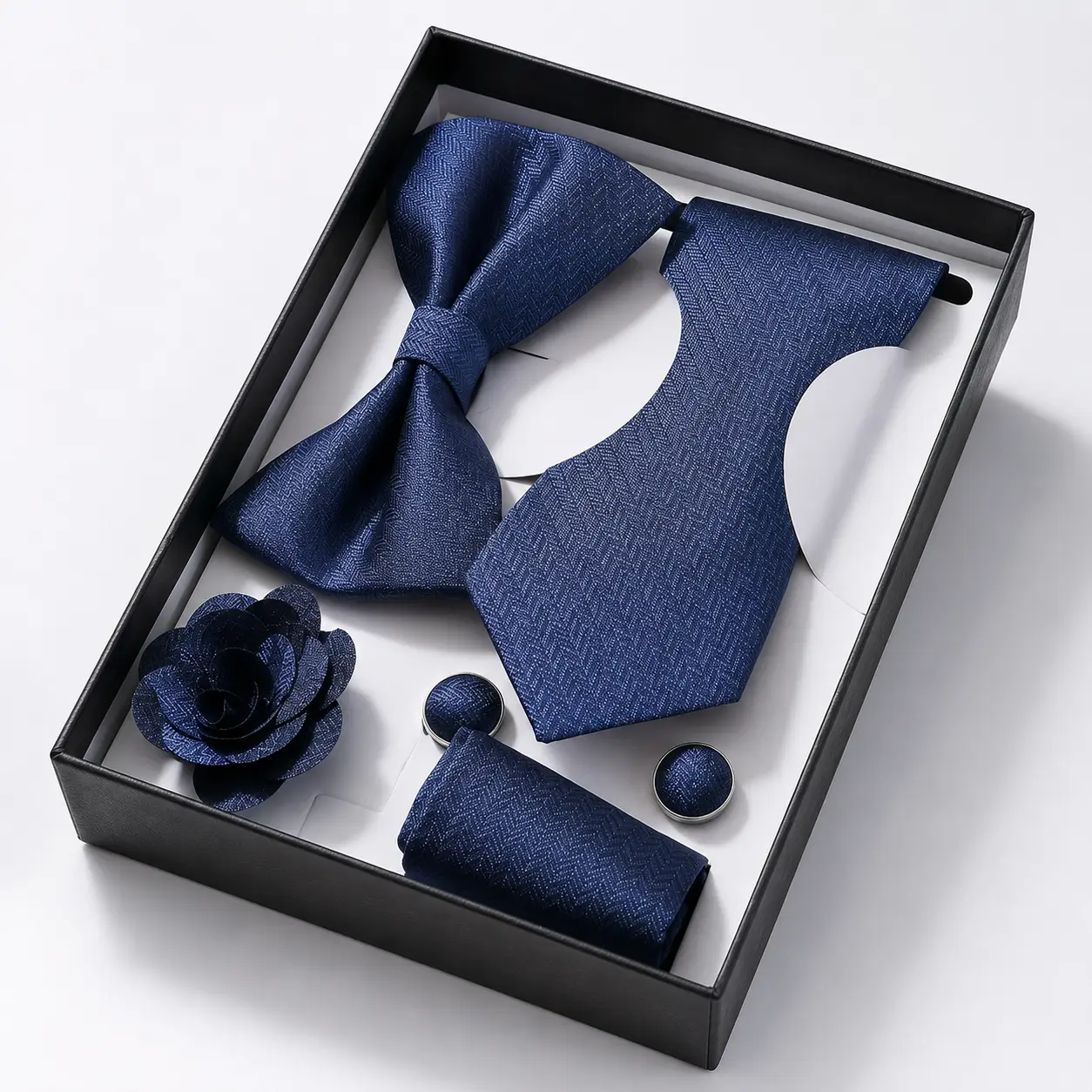 Men's 6-Piece Paisley Tie Set, Luxury Contemporary Bow Tie and Necktie with Cufflinks in Gift Box, Formal Weddings Sets for Business, Contemporary Bow Tie Sets