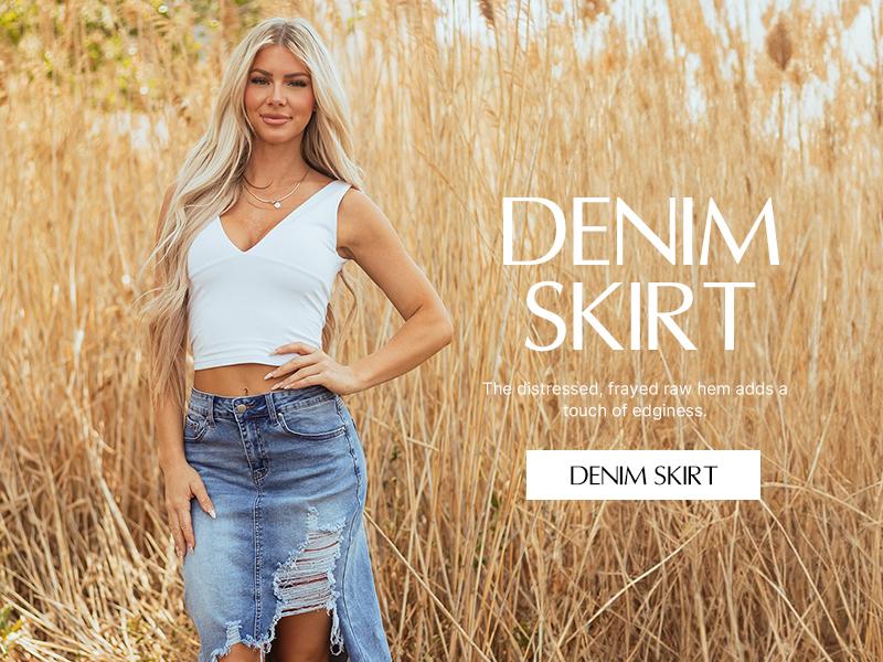 Asvivid Western Asymmetrical Ripped Denim Midi Skirt with Pocket Women High‑low Distressed Irregular Raw Frayed Hem Casual Destroyed Cowgirl Jean Skirts Bottoms Clothes for Back To School Fashion Fall Pick