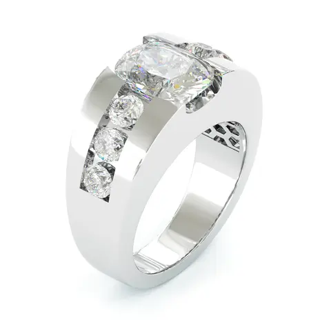 Aossio Bold Cushion Stone Men’s Ring, Clean & Powerful Design