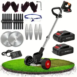 Cordless Lawn Trimmer & Grass Edger – Battery Powered Weed Cutter with 2 Li-Ion Batteries & 3 Blade Types
