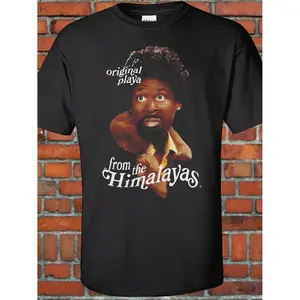 Men'S Vintage-Inspired "From the Himalayas" Graphic Tee - 100% Cotton, Breathable & Moisture-Wicking, Casual Round Neck Black T-Shirt with Retro Tiger Print, Fitness-Friendly, Machine Washable