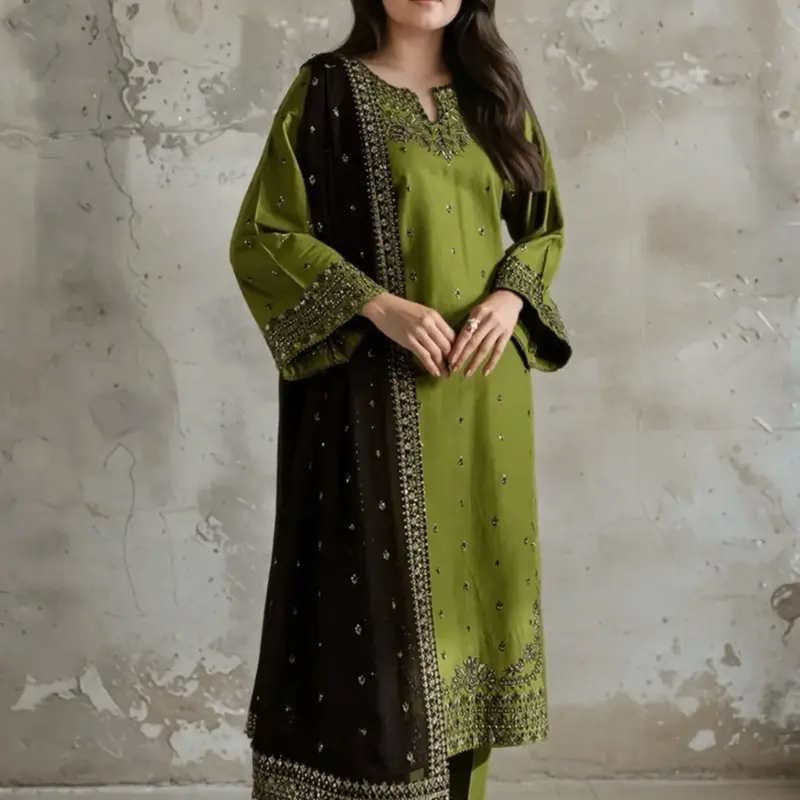 green emerald velvet dress GLEAM AURA-LILAC – Mona Embroidery