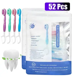 5 in 1 Toothbrush & Floss & Tongue Scraper & Toothpick Set, individually packaged-26pcs/pack Soft Bristles Toothbrush Set, Oral Care Tool for Travel, Business Trip #TOP PICKS, Oral Hygiene Essentials