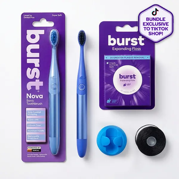 Blue Haze Nova Sonic Toothbrush Bundle- Includes AAA Battery Sonic Toothbrush,  Wall Mount, Juniper Berry Aroma Black Expanding Floss