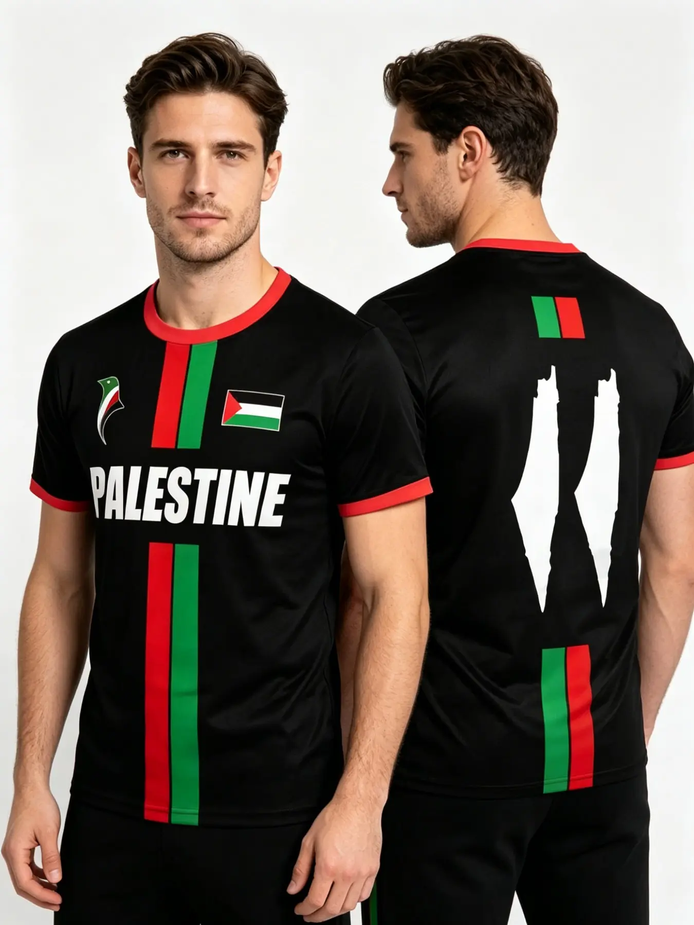 New Palestinian Football T-Shirts, Sports Jersey Tee, Sportswear Top, Summer Breathable and Quick-Drying, Casual Graphic Tee, Short Sleeve, Fitted H-Type, Gift Purchase, Sports Clothing