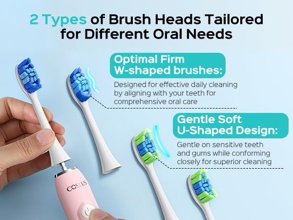 COSLUS C30 Sonic Electric Whitening Toothbrush,41,000 VPM,Rechargeable Electric Toothbrush-5 Modes & 3 Intensities, Gum Care, 4 Brush Heads (2W+2U),  Portable for Travel, Daily Oral Cleansing