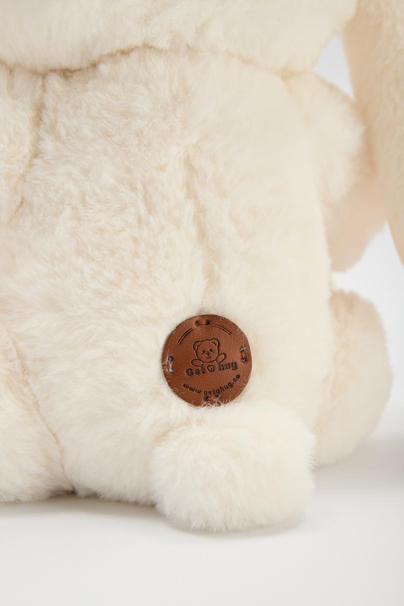 GETAHUG Rosie The White Bunny | Handmade Dointed Stuffed Animal Gift for Girls Teddybear 12 Inches High-Quality Fur Plush Toy with Greeting Card and Gift Box