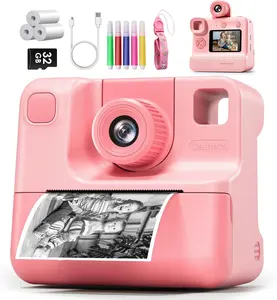 Instant Print Camera for Kids, 1080P Kids Instant Cameras,HD Selfie Digital Video Cameras Toddler 3 Rolls Print Paper & 32G Card,Christams Birthday Gifts for Girls Boys Age 5 6 7 8 9 10