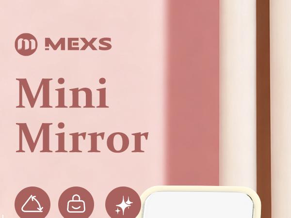 MEXS Mini Foldable Makeup Mirror for Women, Portable Pocket Mirror, Ultra Slim Compact Mirror for Purse, Gift, Travel & Daily Touch-Up