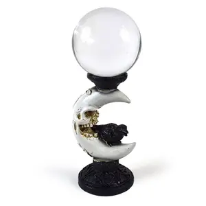 80mm Clear Gazing Ball — Crescent Moon &amp; Crow Scrying Stand