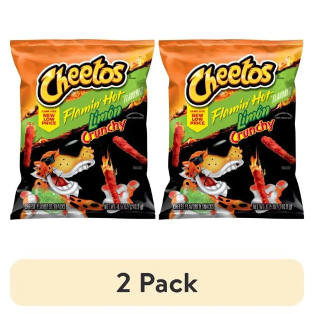 Cheetos Crunchy Spicy Flamin' Hot Limon Bite-Sized Cheese Flavored Snacks, 8.5 oz Bag (Pack of 2)