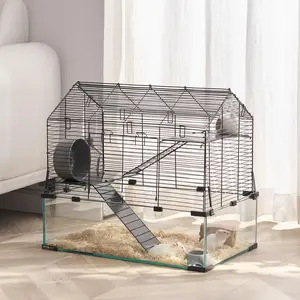 VEVOR Hamster Cage,  , 360° Viewing Transparent Hamster Habitats, Small Animal Cage, 22.8 x 15 x 21.3 in, Ventilated Pet Mouse Cages with Water Bottle, Portable Hamster House for Rats, Guinea Pigs