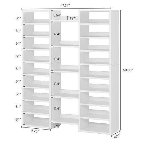 Spaco 14-Tier Shoe Rack, Freestanding Tall Shoe Shelf, White Wooden Shoe Storage Cabinet with 22 Open Cubbies, 46 Pairs Wide Entryway Shoe Organizer Shoe Cabinet for Entryway Living Room