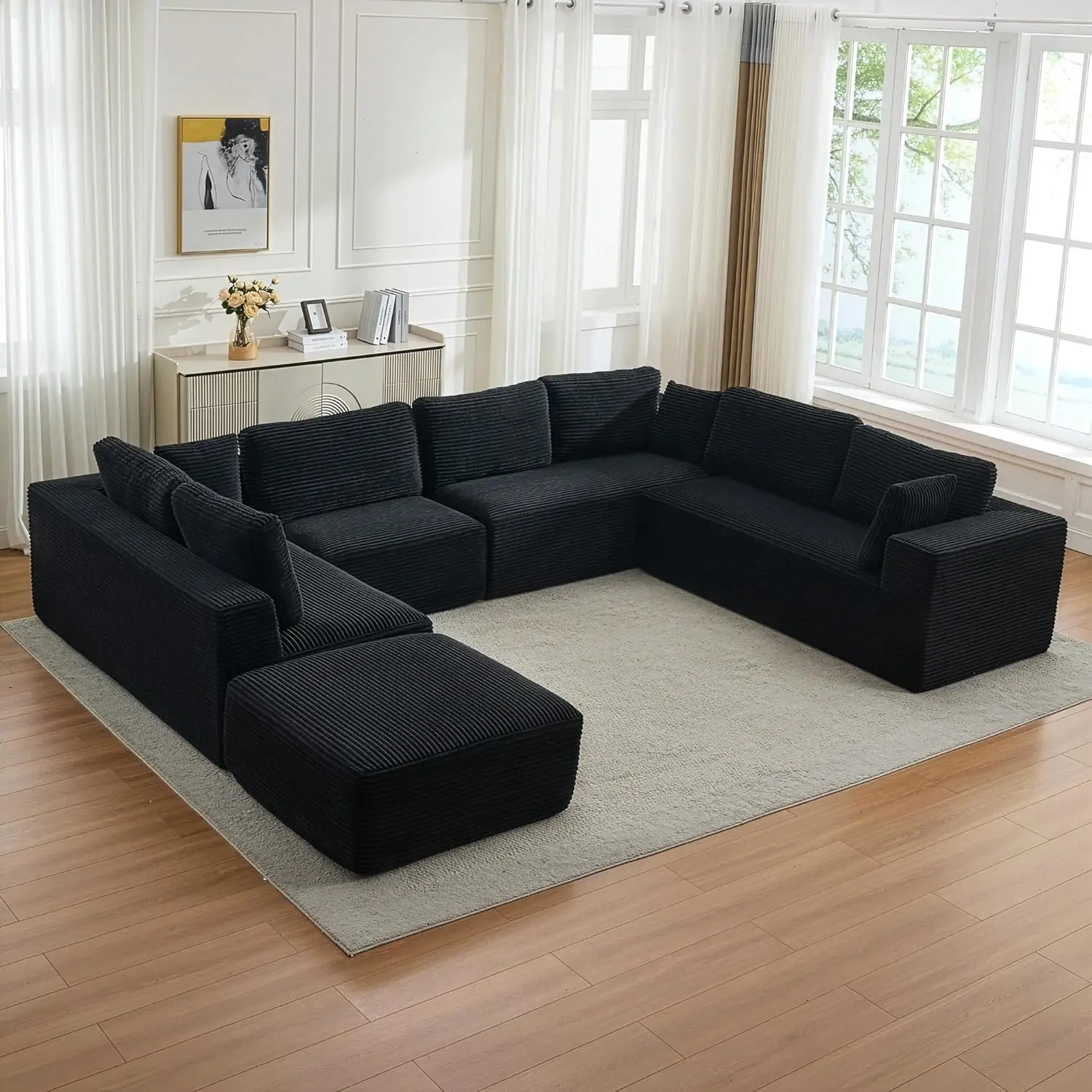 Black-6 Seater - U Shape 
