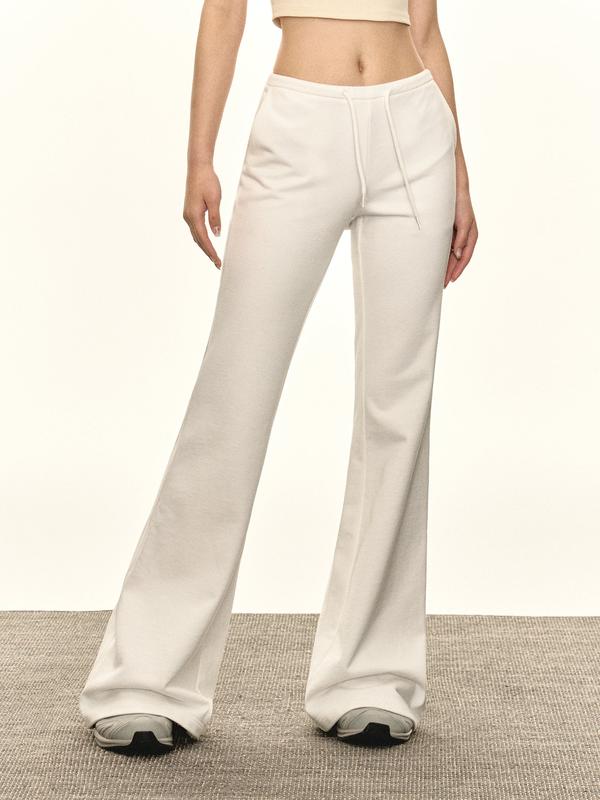 Women's Flared Casual Pants 2026 Autumn/Winter Fleece-Lined Thick Elastic High-Waisted Slimming Sports Sweatpants Horseshoe Pants