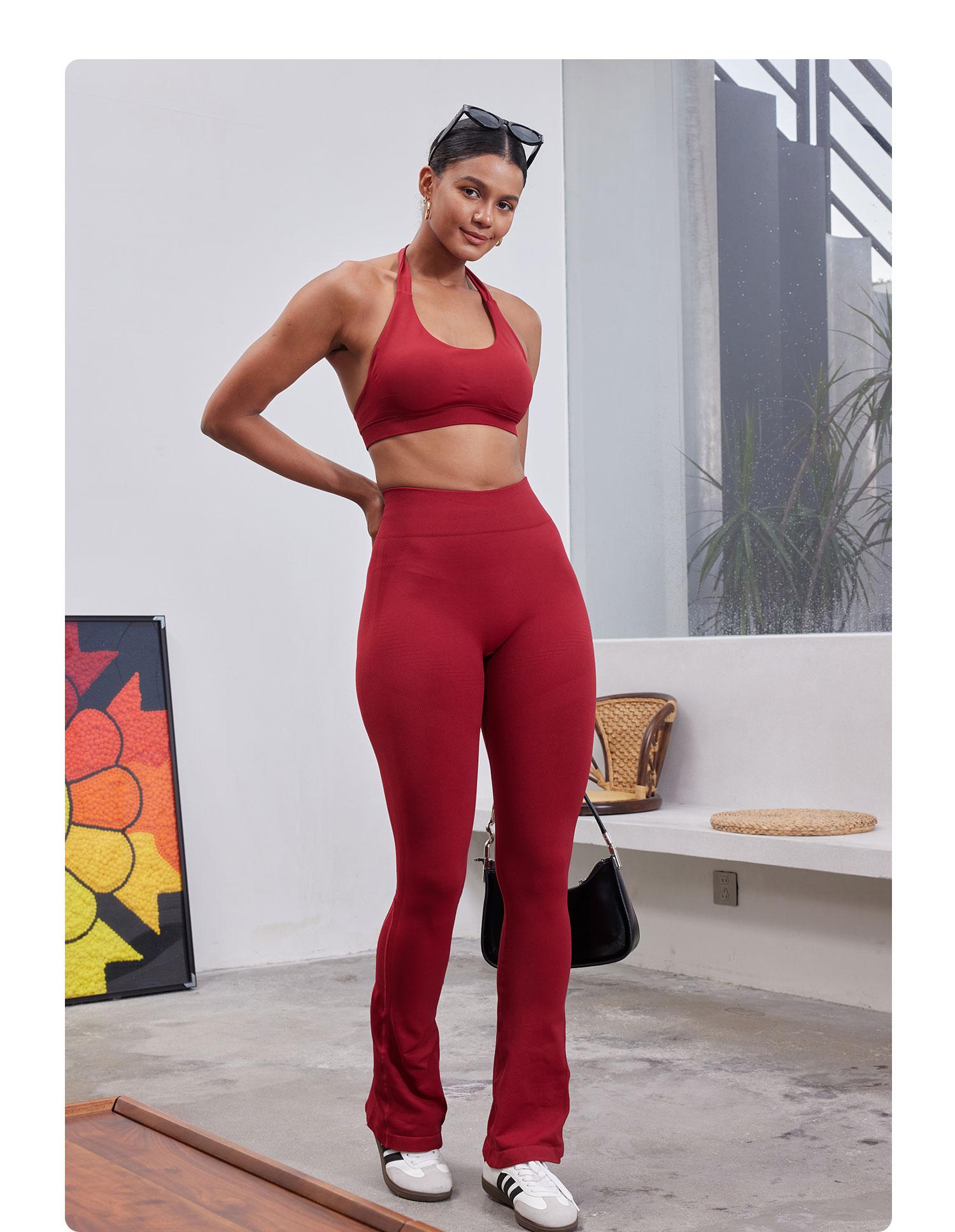 YEOREO High Waist Flare Yoga Pants Women Workout Leggings with Pockets Hidden Scrunch Butt Lifting Seamless Gym Wear Athleisure Bottoms Athletic Stretchable