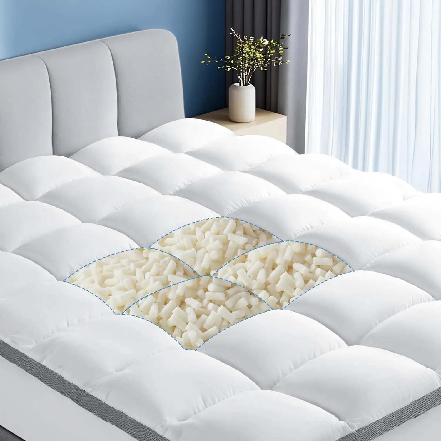 Shilucheng Memory Foam Mattress Topper, Ergonomic Support for Back Pain Relief, Breathable Quilted Pad with Deep Pocket Fits 6–18 Inch Mattresses, Memory Foam Mattresses, Body Support Mattresses,summerwins,back to school,back to school shopping,home decor