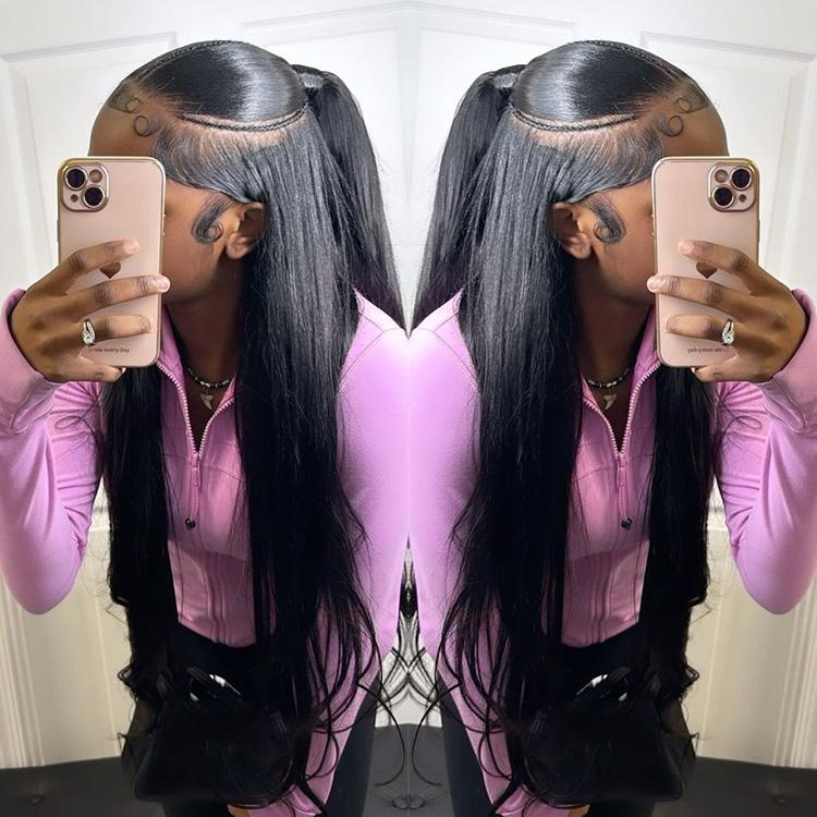 Alipearl Hair Half Up Half Down 13x4 Lace Frontal Pre Styled Glueless Ponytail Wig Human Hair Pre Bleached Pre Cut Braided Bob Wig Beginner Friendly Valentine Musts