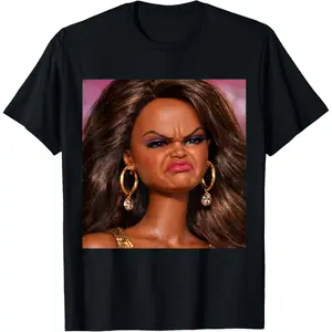 Cotton Angry Disgusted Black Doll Face Meme Reaction Gen Z Brainrot T-Shirt
