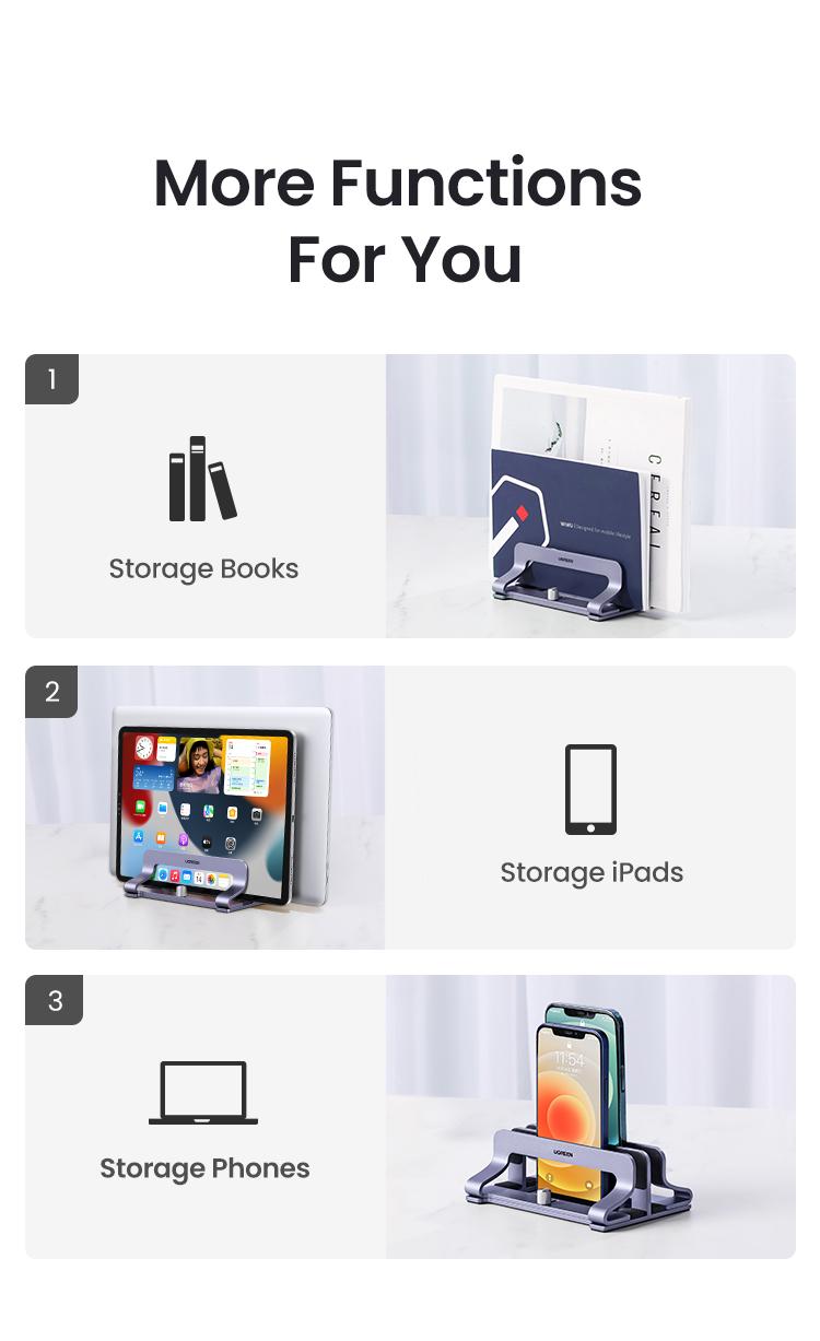 UGREEN Vertical Laptop Stand Holder Desk Single/Dual Aluminum Dock Compatible with MacBook Pro Air Laptop Stand Desktop Adjustable, Lenovo Ideapad, Surface Book, HP Notebook, Dell Chromebook Up to 17.3 Inch-TikTokShopBlackFriday ,TikTokShopHolidayHaul