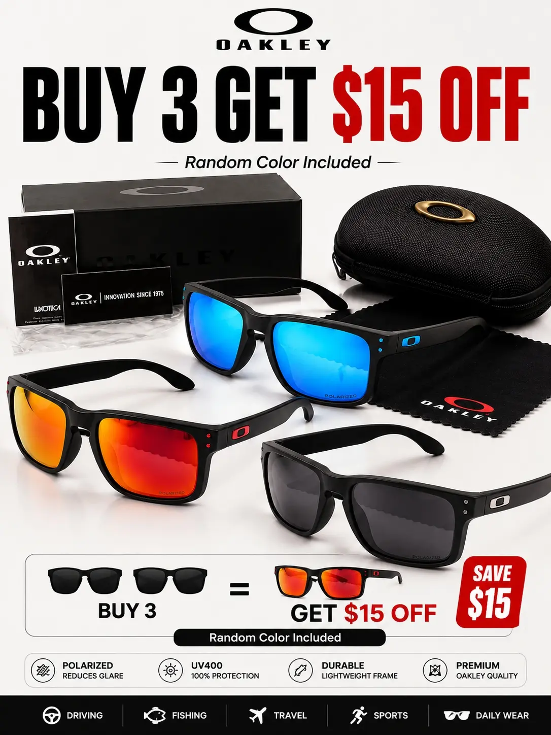 Oakley Polarized Square Sunglasses, Outdoor Performance Eyewear for Men Women Driving Cycling Fishing & Travel