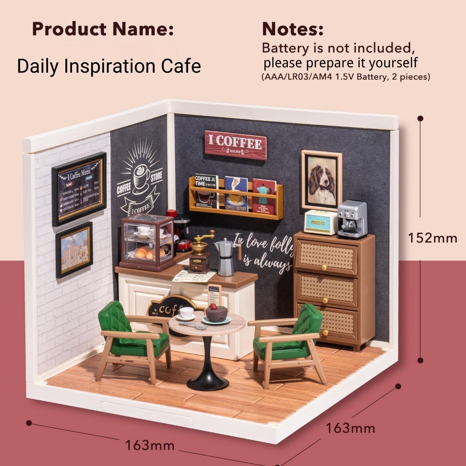 Rolife DIY Miniature House Kit with Furnitures Tiny Cafe Store Making Kit Creative Gifts for Teens Adults Home Decor