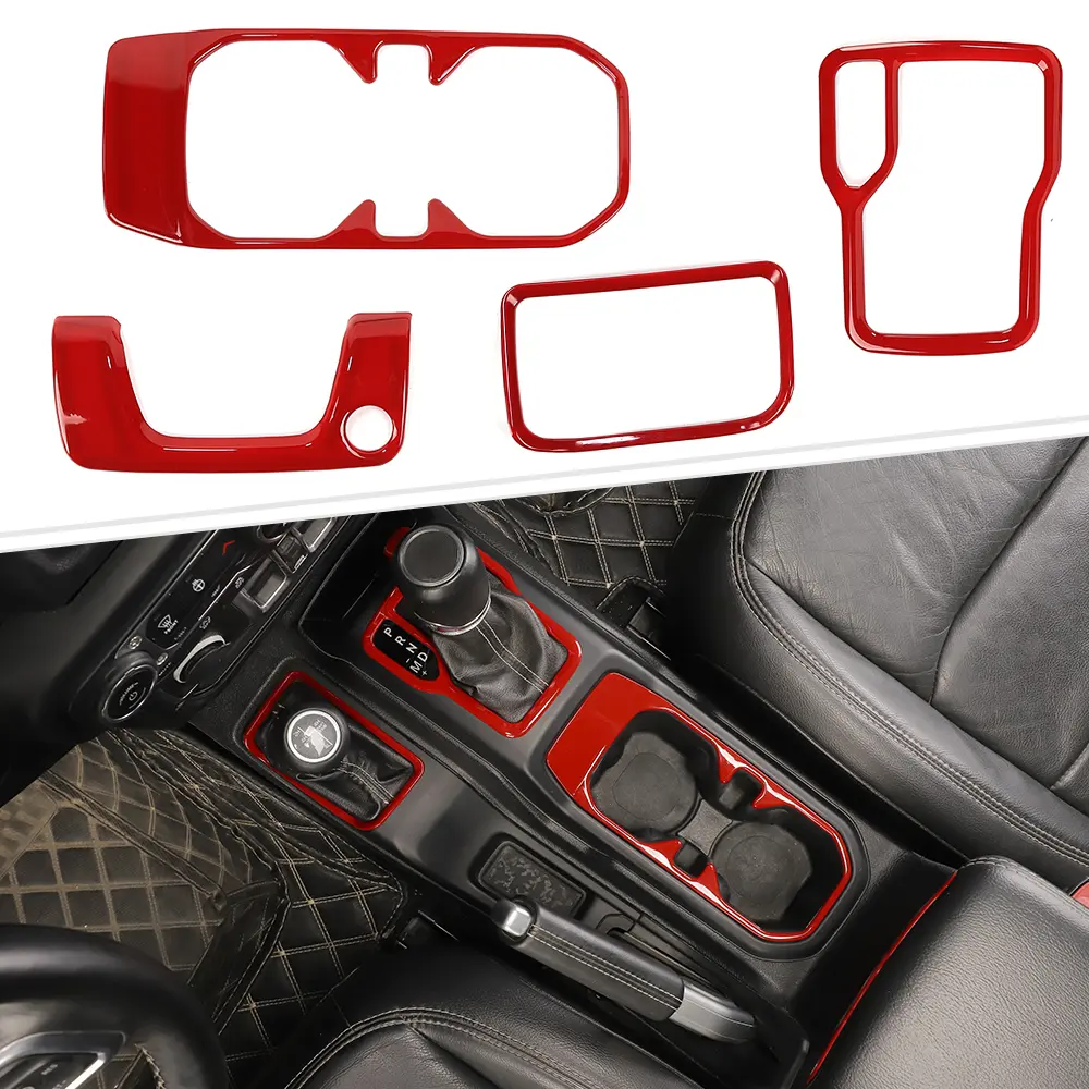 Carbon Fiber Center Armrest Switch Gear Trim Decal Stickers - Car Interior Kit, Auto Accessories, Father's Day Car Console Decoration for 2018+ Jeep Wrangler JL/JLU/Gladiator JT (Red, Blue, Purple, Orange), Cars Accessories
