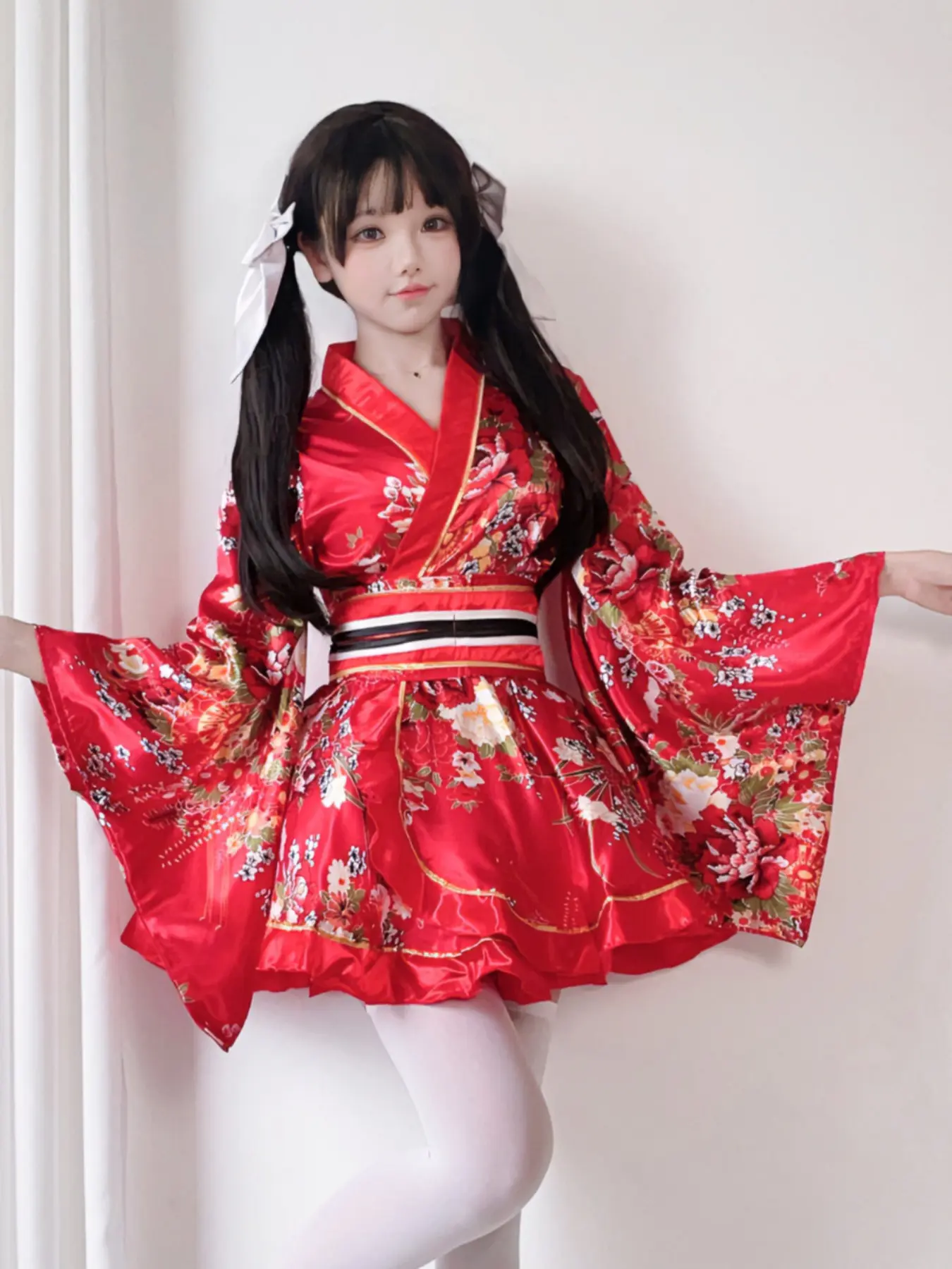 Japanese Modified Kimono Dress For Women Bathrobe Summer Cosplay Costume For Parties Anime Halloween Costumes Sexy Sweet Geisha Kawaii Girl Womenswear Print Clothes