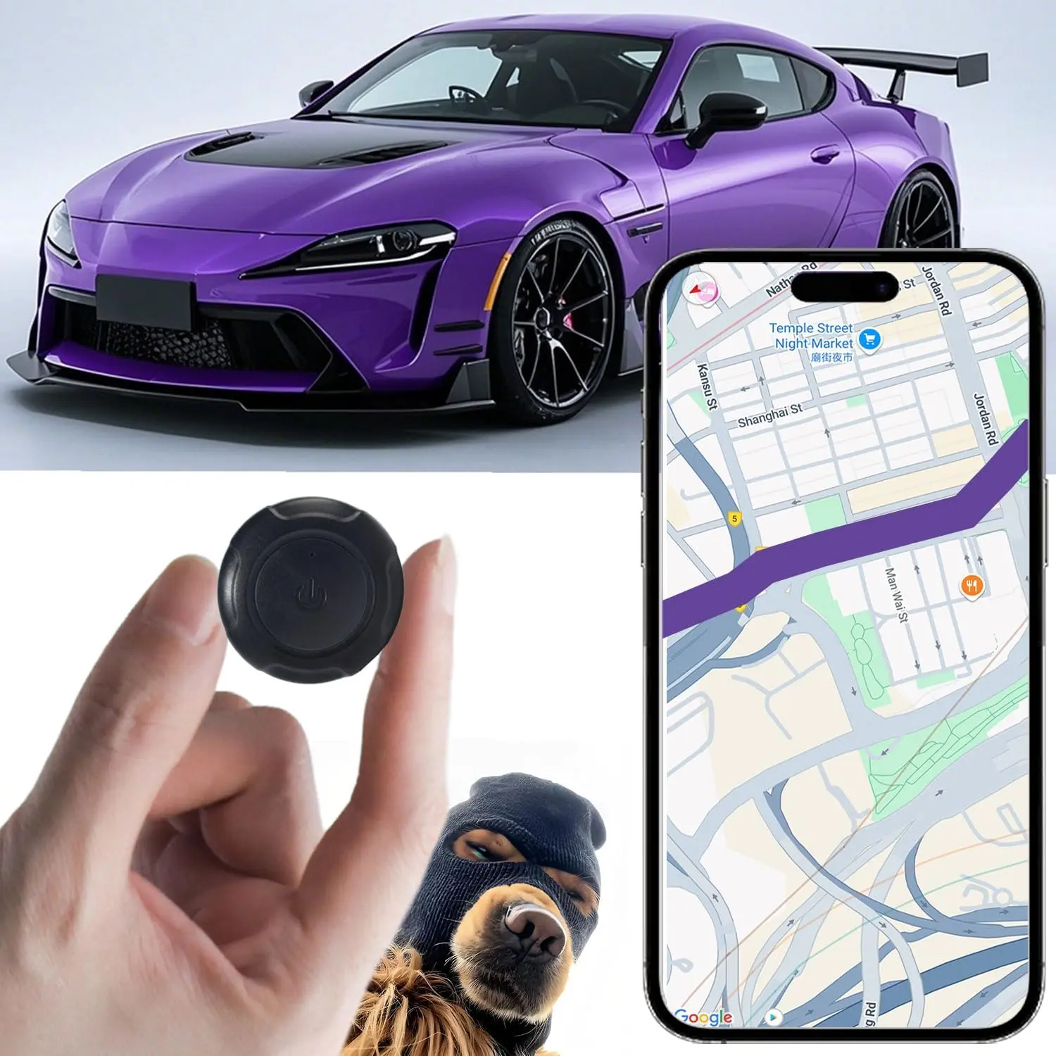 Compact Mini Hidden GPS Tracker - Small Form, Compact and Discreet, Long Lasting Safety Monitoring Device with Real-Time Location Tracking, App Sync, Geofence Alert, No Monthly Fee/Subscription for Car, Personal Use