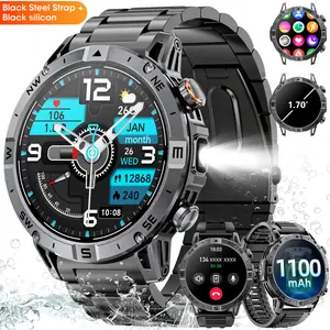 1.7 Inch 360*360 TFT HD Smart Watch IP67 Waterproof, Bluetooth 5.3 Fitness Tracker with Real-Time Heart Rate & Sleep Monitor, Zinc Alloy Case Sports Silicone Strap Smartwatch for Men Daily & Gift