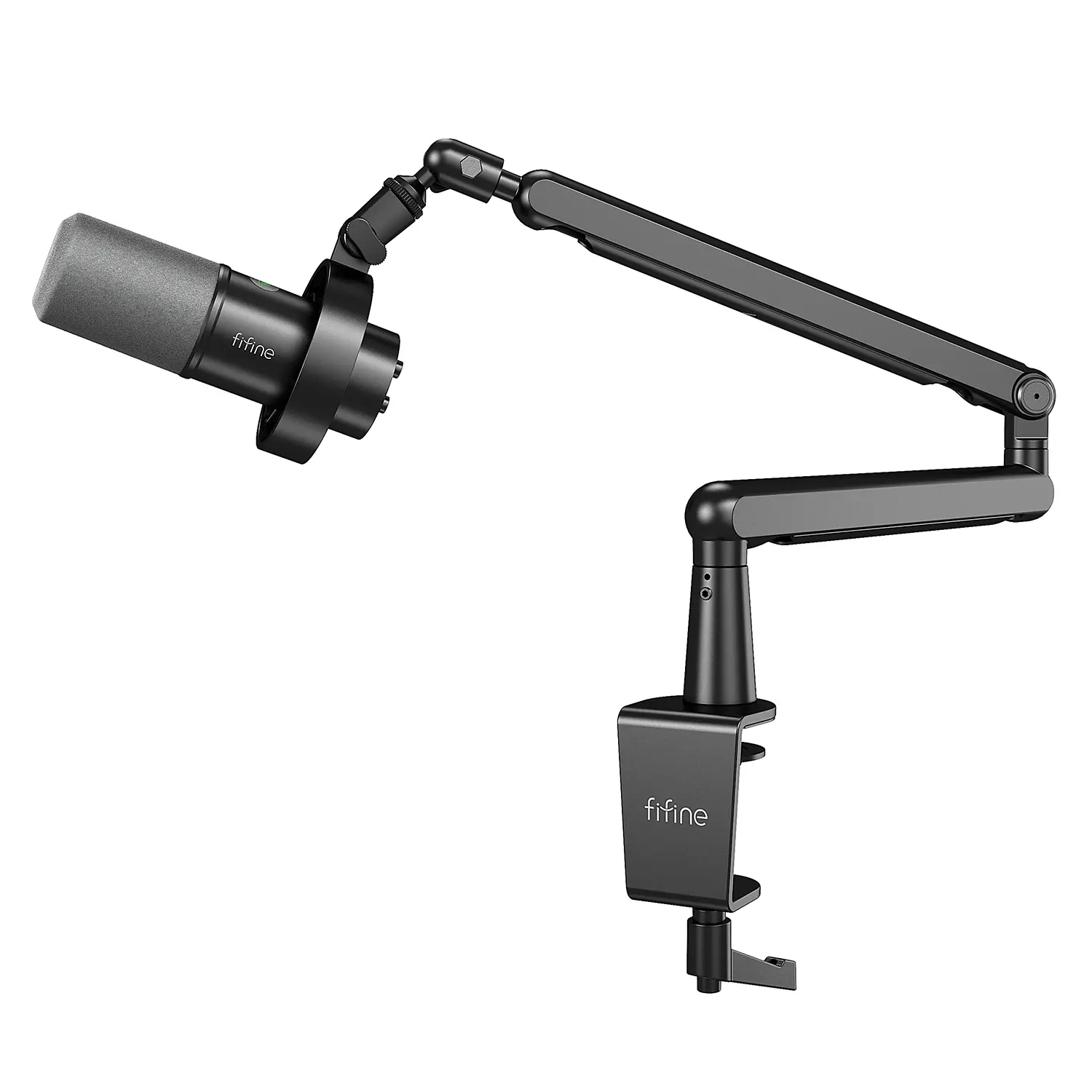 fifine K688 Podcast Microphone and Low Profile Arm Stand Bundle, XLR/USB Dynamic Recording PC Mic for Vocal Streaming Set with Metal Boom Arm, Mute Button, Headphones Jack for Gaming Studio