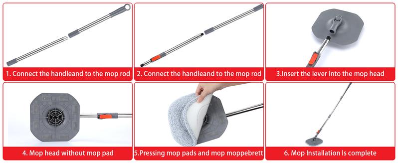 [2025 Upgraded] Spin Mop Bucket System Set with Self Separation Dirty and Clean Water System, Self Wringing 360° Rotating, Mop Pads Refill Include