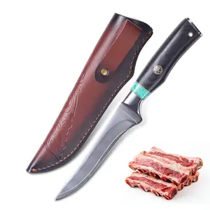 Professional Damascus Chef Boning Knife - 6.7 Inch Super Sharp Boning & Fillet Knife with Damascus SteelBlade, Razor-Sharp for Meat, Poultry, Fish Cutting -Ergonomic Handle, Sheath Included - Ideal for Home &Professional Kitchens