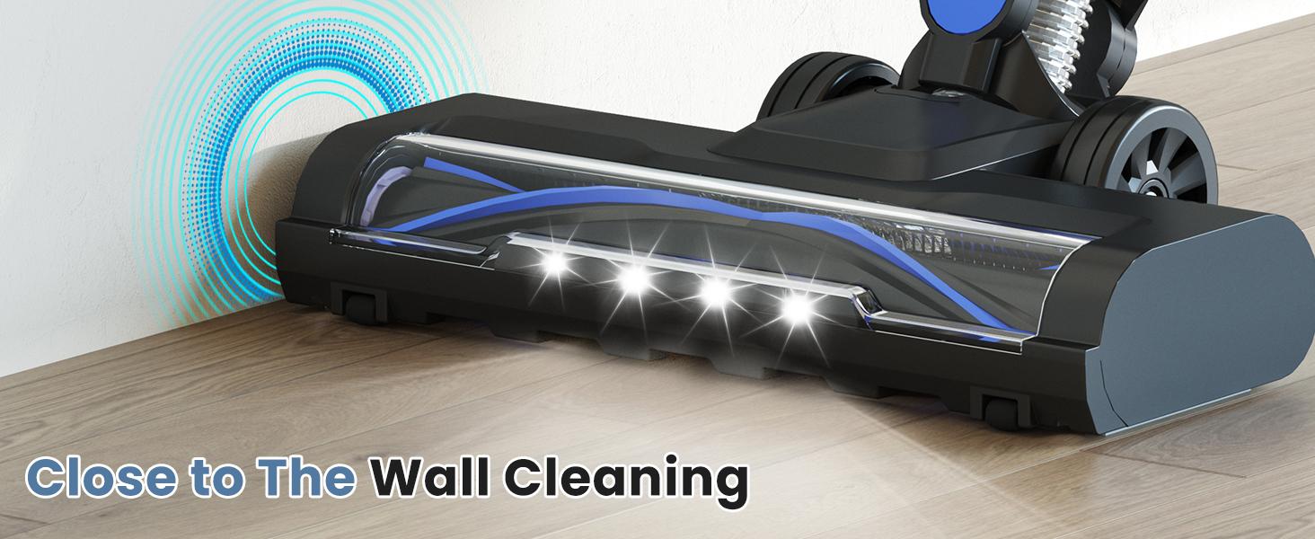 Cordless Vacuum Cleaner, Lightweight Stick Vacuum for Home with Anti-Tangle and LED Lights, Powerful Rechargeable Wireless Cleaners for Hardwood Floors Carpet Pet Hair