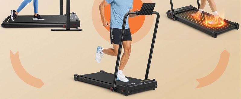 【New Year 】5-in-1 treadmill with Incline for Home/Office, 2S Folding under desk walking pad with LED display 300LBS ,Multifunctional Workout Station