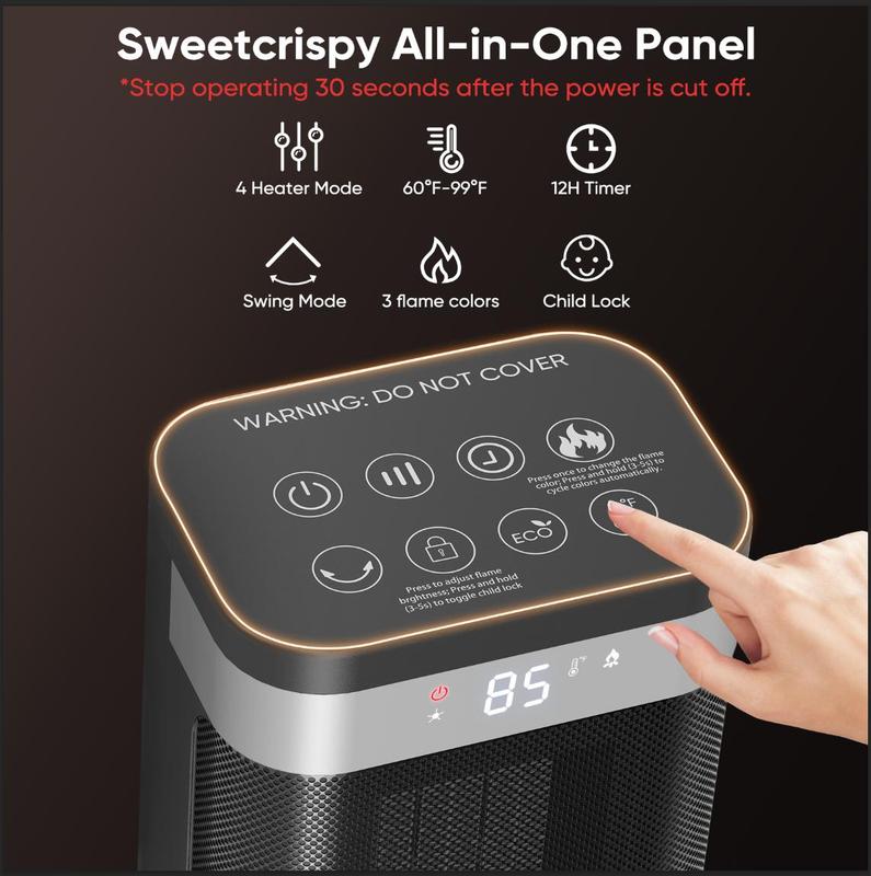 【Clearance Deal】24inch Space Heaters for Indoor Use, Portable Heater with 3 Light Colors, Adjustable Thermostat with Remote, Tip-over Protection Up to 95°F, 60°Oscillation,stop operating 30 seconds after the power is cut off.